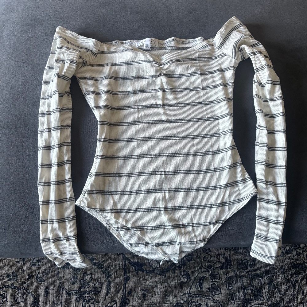 Off The Shoulder Stripped Body Suit